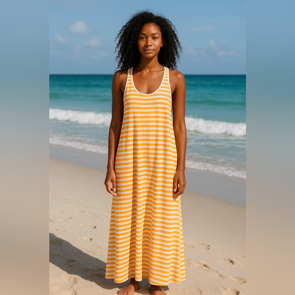 Tommy Bahama Orange and White Striped Maxi Dress